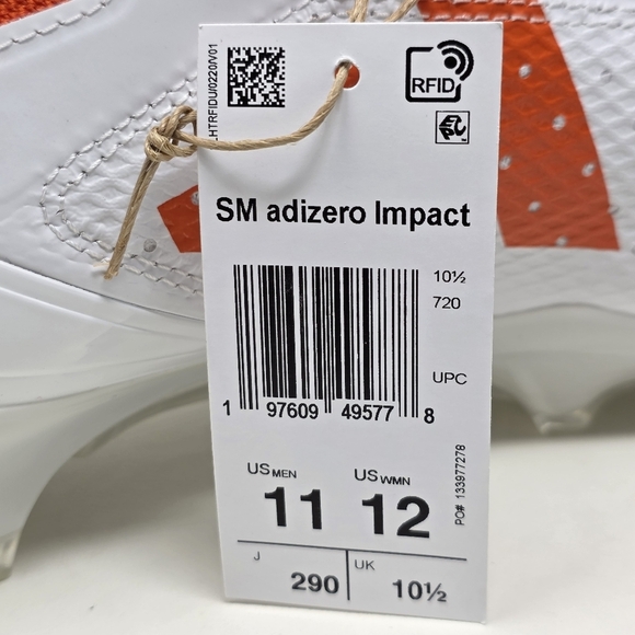adidas SM Adizero Impact Football Cleats Mens Size 11 White Orange IH8467 New - Picture 4 of 12